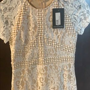 white frill hem lace bodycon dress
